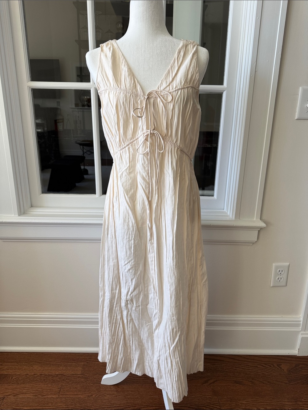 FRAME Women's Cream Sleeveless Tie-Front Dress